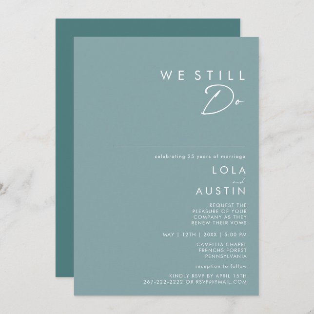 Dusty Boho | Blue & Green We Still Do Vow Renewal Invitation (Front/Back)