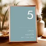 Dusty Boho | Blue Table Number<br><div class="desc">This Dusty Boho | Blue table number is perfect for your colourful rustic boho wedding. Its simple, unique modern design accompanied by a contemporary minimalist script and dusty blue colour palette gives this product a classic chic bohemian feel. Keep it as is, or choose to personalise it with artwork or...</div>