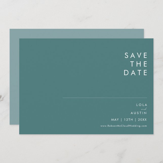 Dusty Boho | Green & Blue Horizontal Save The Date (Front/Back)