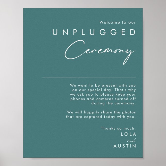 Dusty Boho | Green Unplugged Ceremony Sign (Front)