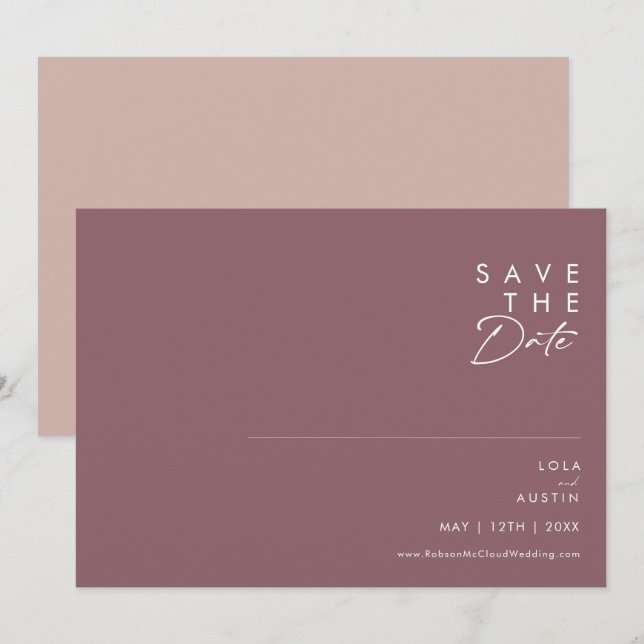Dusty Boho | Purple and Rose Horizontal Save The Date (Front/Back)
