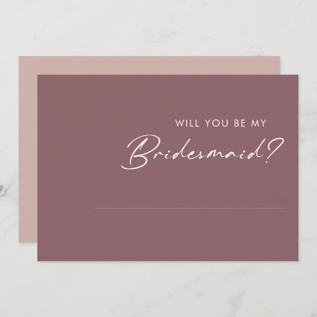 Dusty Boho Purple & Rose bridesmaid proposal card (Front/Back)
