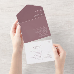 Dusty Boho Purple Seal and Send All In One Invitation