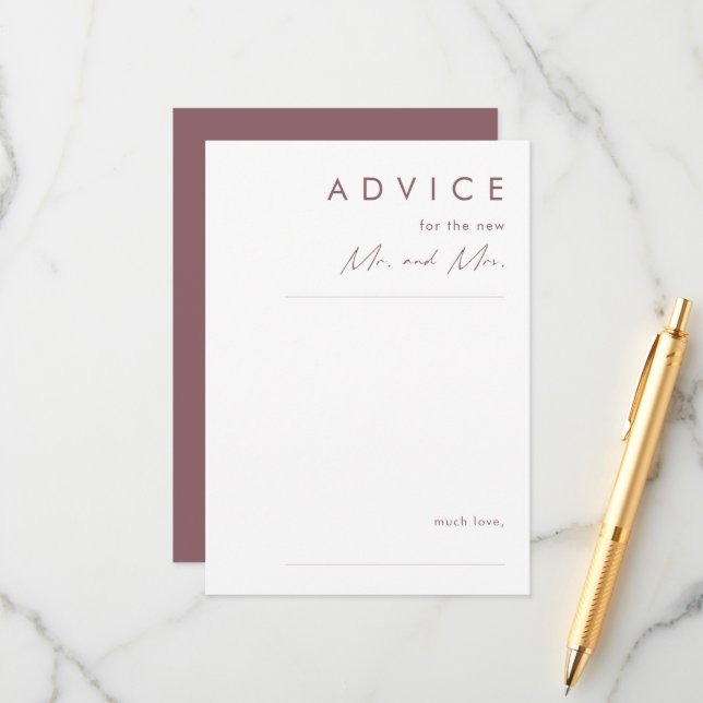 Dusty Boho | Purple Wedding Advice Card (Front/Back In Situ)