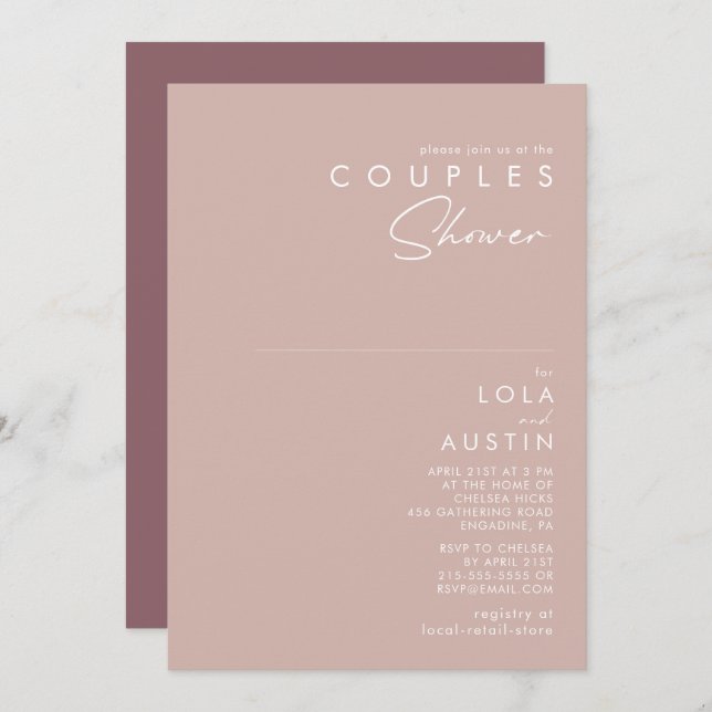 Dusty Boho | Rose and Purple Couples Shower Invitation (Front/Back)
