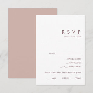 Dusty Boho Rose and Purple Menu Choice RSVP Card
