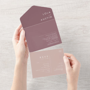 Dusty Boho Rose and Purple Seal and Send All In One Invitation