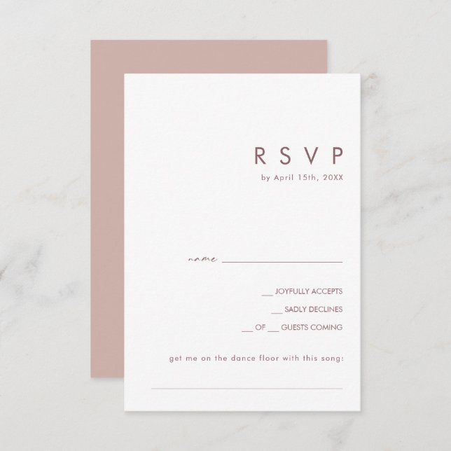 Dusty Boho | Rose and Purple Song Request RSVP Card (Front/Back)