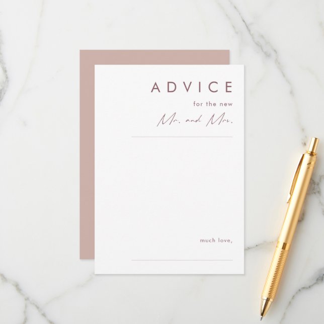 Dusty Boho | Rose and Purple Wedding Advice Card (Front/Back In Situ)