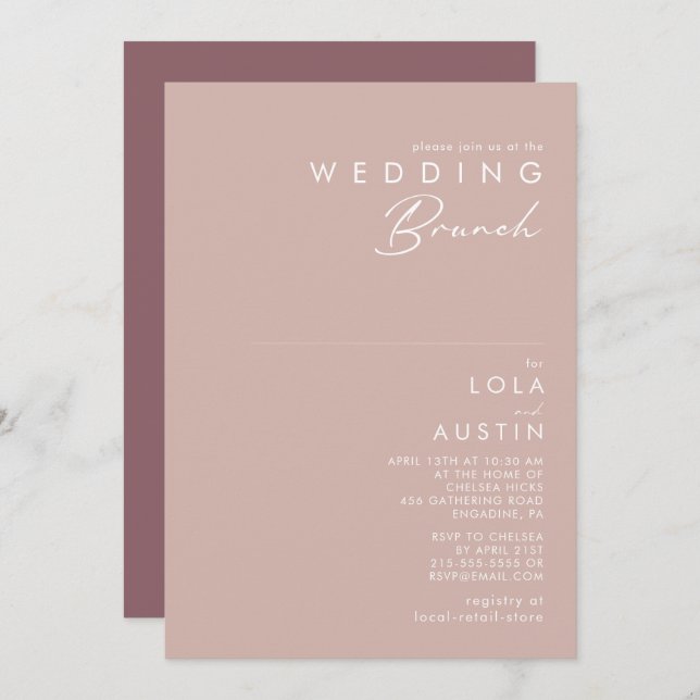 Dusty Boho | Rose and Purple Wedding Brunch Invitation (Front/Back)