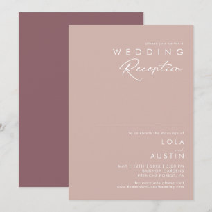 Dusty Boho Rose and Purple Wedding Reception Invitation