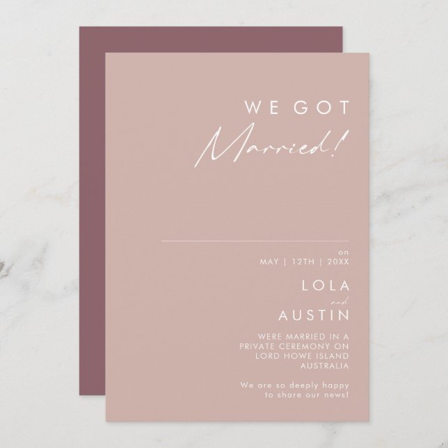 Dusty Boho | Rose & Purple Elopement Announcement (Front/Back)
