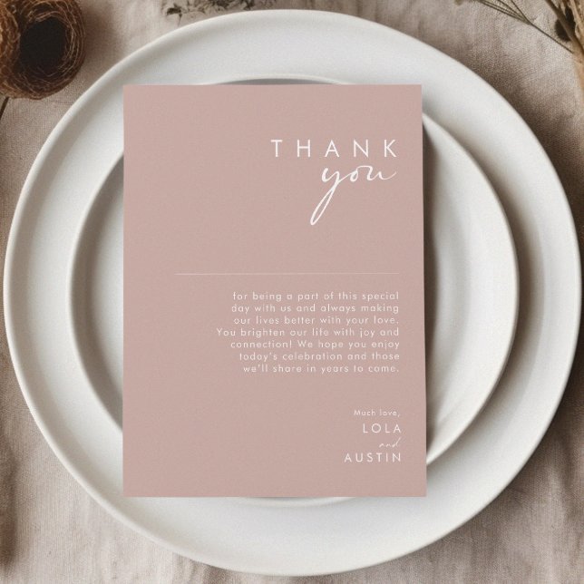 Dusty Boho Rose & Purple Reception Thank You Card (Creator Uploaded)