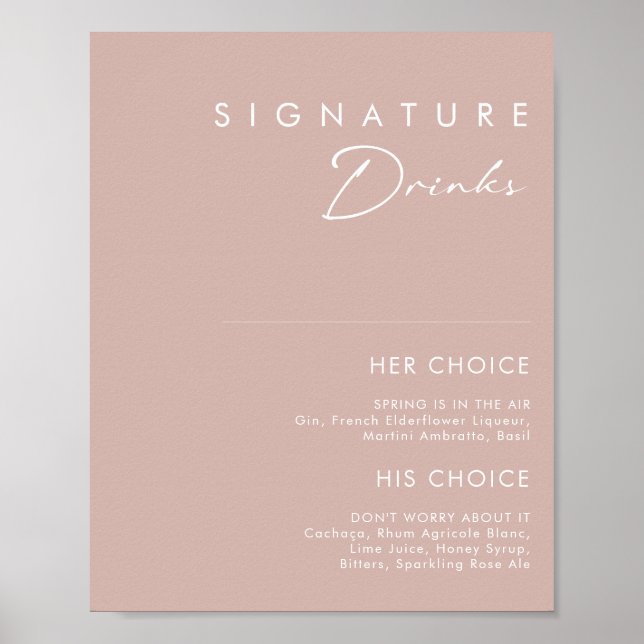 Dusty Boho | Rose Signature Drinks Sign (Front)