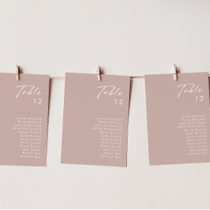 Dusty Boho   Rose Table Number Chart