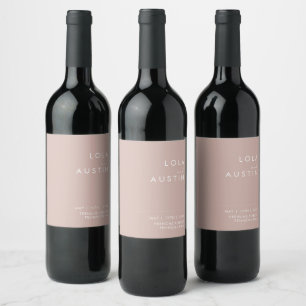 Dusty Boho Rose Wedding Wine Label