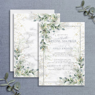 Dusty Botanical Greenery Gold Virtual Shower Invitation