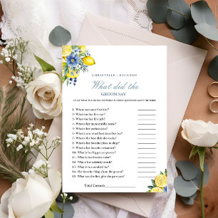 Dusty Bride & groom trivia bridal shower game Card