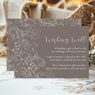 Dusty Brown Elegant Floral Wedding Wishing Well Enclosure Card