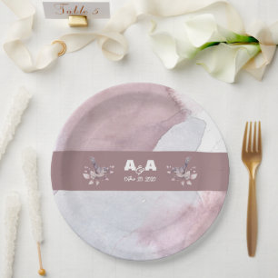 Dusty Burgundy Watercolor Paper Plate