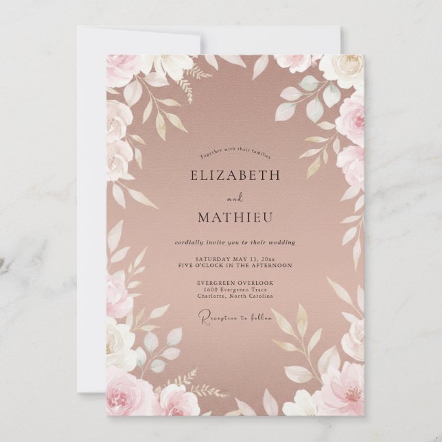 Dusty Clay Foliage Sage Wedding Invitation (Front)