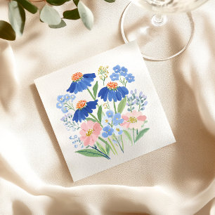 Dusty Cornflower Wildflower Meadow Baby Shower Napkin