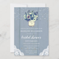 Dusty Country Blue Mason Jar Lace Bridal Shower