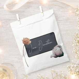 Dusty dark blue minimal bloom favour bags