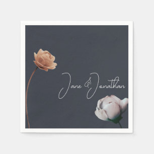 Dusty dark blue minimal bloom napkin