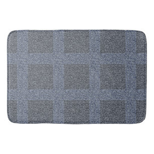 Dusty Dark Blue on Blue Tweed Design Bath Mat