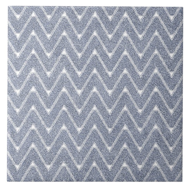 Dusty Denim Blue Chevron Pattern Tile (Front)