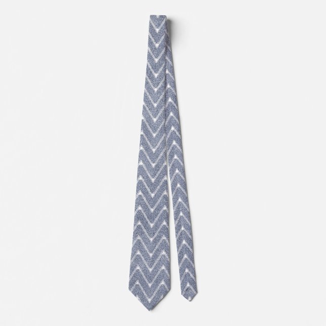 Dusty Denim Blue Small Chevron Pattern Tie (Front)