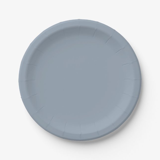 Dusty Dove Blue Color Paper Plate (Front)