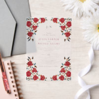 Dusty Elegant Golden Red Rose Flower Wedding