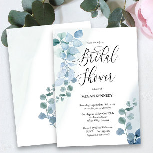 Dusty Eucalyptus Elegant Greenery Bridal Shower Invitation