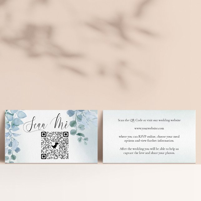 Dusty Eucalyptus Online RSVP QR Code Wedding Enclosure Card (Creator Uploaded)