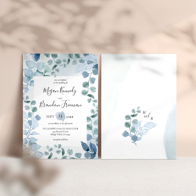 Dusty Eucalyptus Watercolor Foliage Wedding Invitation (Creator Uploaded)