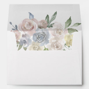 Dusty Floral Bouquet Pastel Rose Return Address Envelope