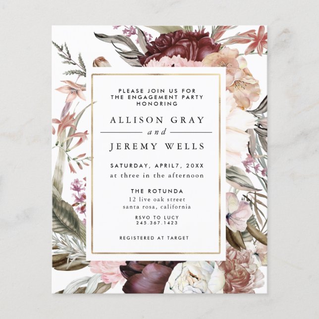 Dusty Floral Engagement Party Invitation  (Front)