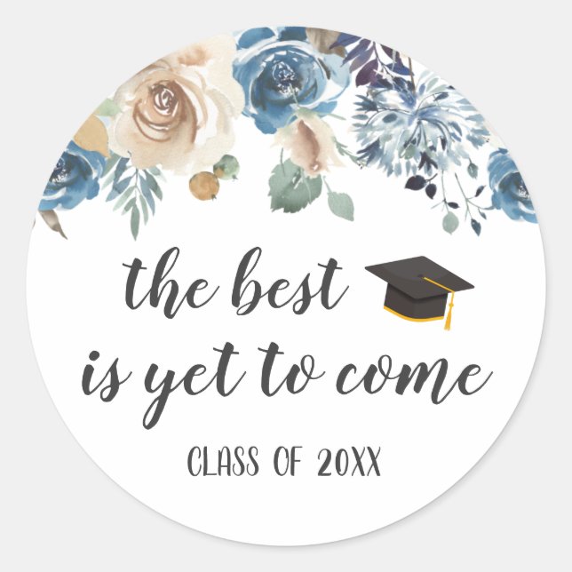 Dusty Floral Graduation Favour Sticker (Front)