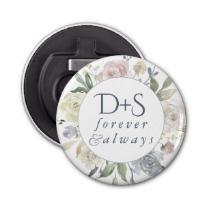 Dusty Floral Monogram   Soft Wreath Keepsake Favou Bottle Opener