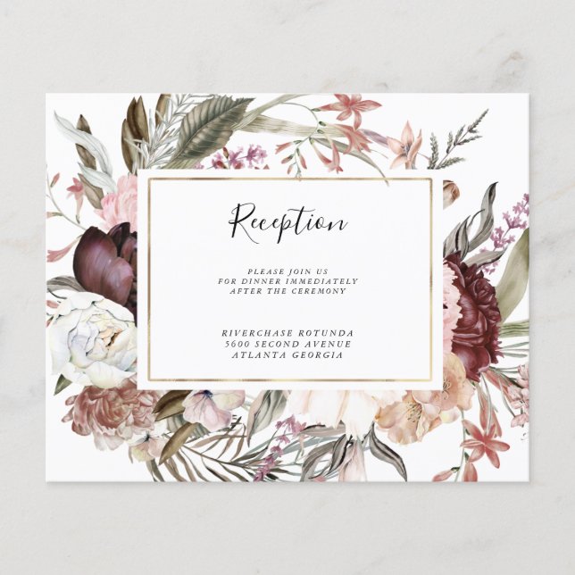 Dusty Floral Reception Information Insert |Budget Flyer (Front)