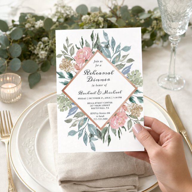 Dusty Floral Rehearsal Dinner Invitation (Creator Uploaded)
