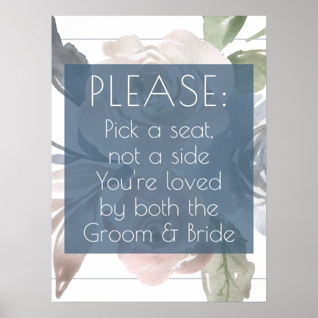 Dusty Floral | Smoky Blue Pink Pick Seat Not Side Poster (Front)