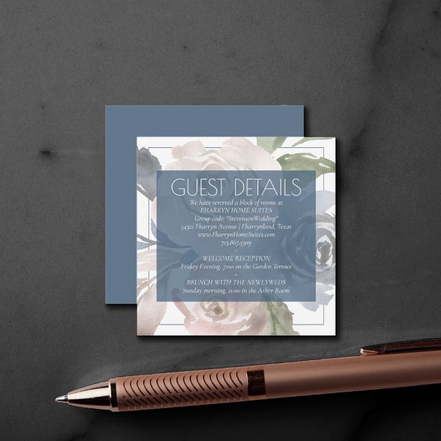Dusty Floral | Smoky Soft Pastel Wedding Details Enclosure Card (Creator Uploaded)