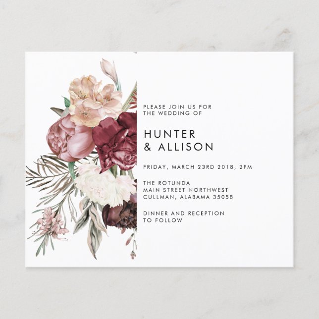 Dusty Floral Wedding Invitation (Front)