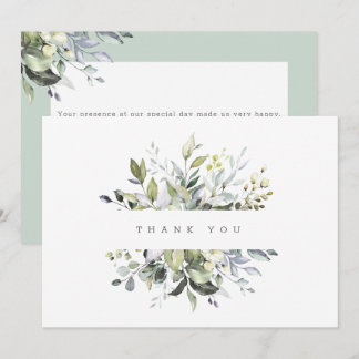 Dusty Florals Greenery Thank You Card