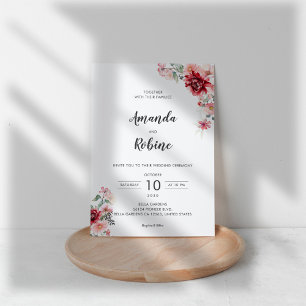 Dusty Flower Rose Pink Modern Wedding Invitation
