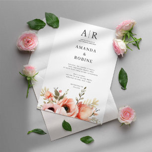 Dusty Flowers Modern Elegant Wedding Invitation