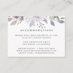 Dusty Garden Floral Wedding Accommodations Enclosure Card